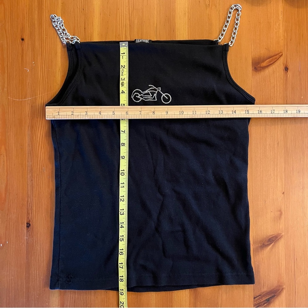 Lighting Clothing Biker Tank Top Black Silver Studded Motorcycle Chain Straps - Picture 9 of 9